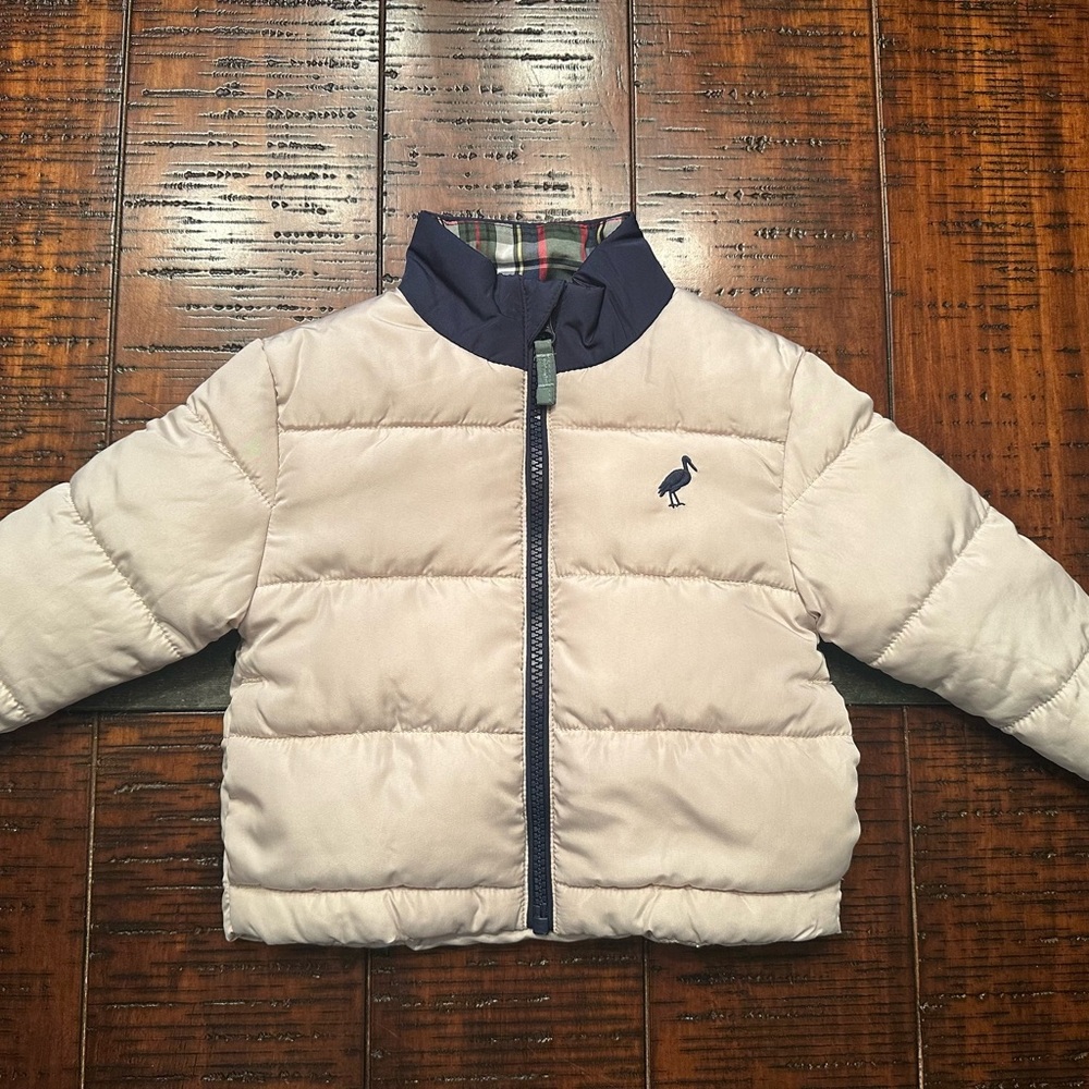 NWOT The Beaufort Bonnet Company Cream and Navy Puffer Jacket